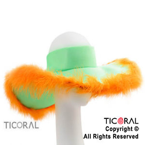 SOMBRERO CAPELINA FLUO PLUMAS MARABU COLORES SURTIDOS x 1